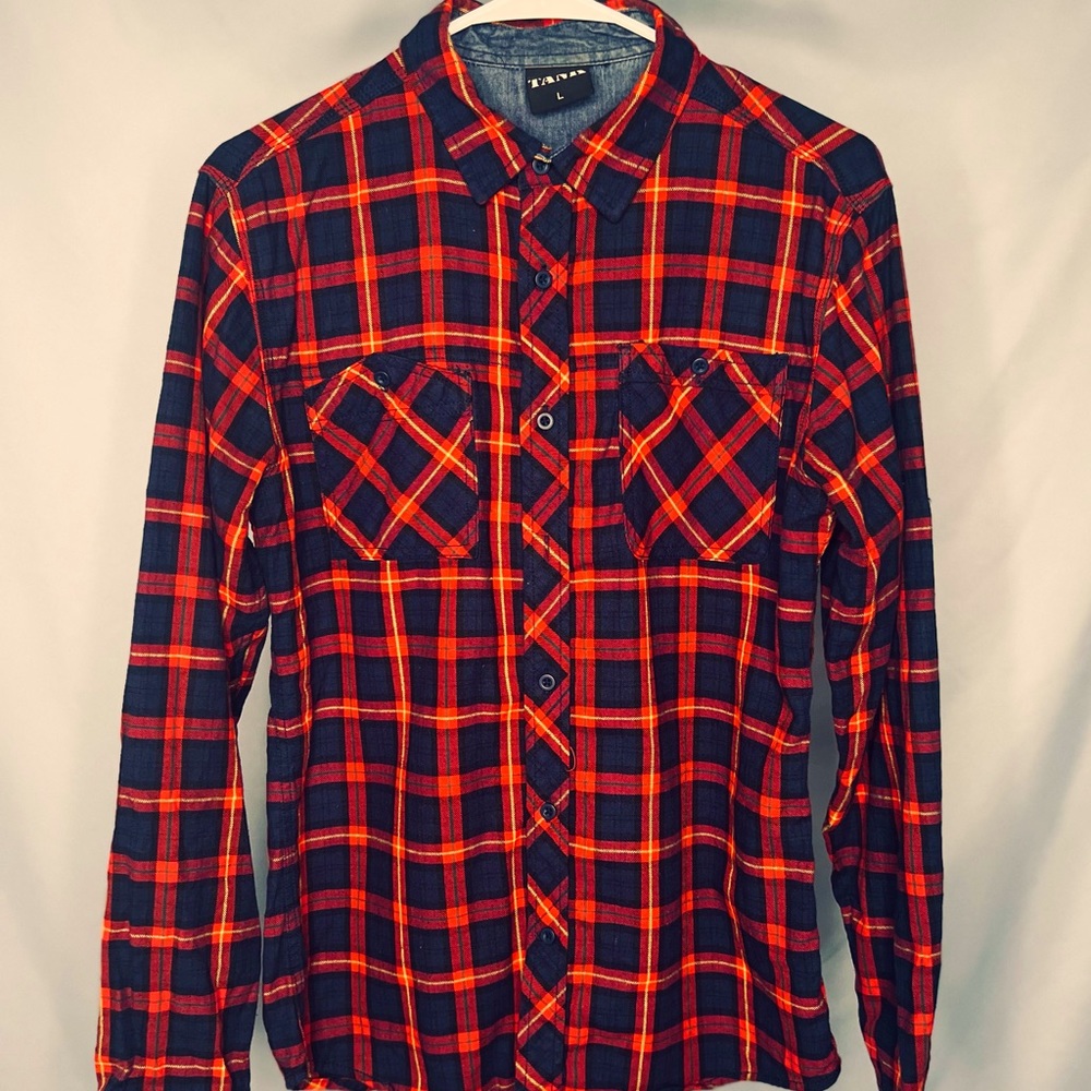 Stylish Tank Flannel long sleeve shirt. Asian size XL. Fits like slim fit medium